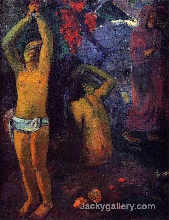 Tahitian Man with His Arms Raised by Paul Gauguin paintings reproduction
